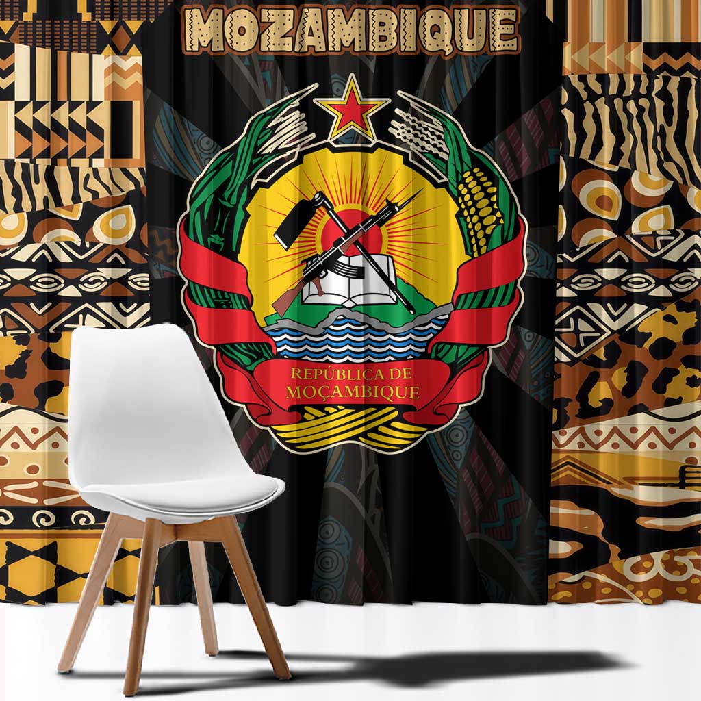Mozambique Window Curtain Black Brown Tribal Design - African Pride