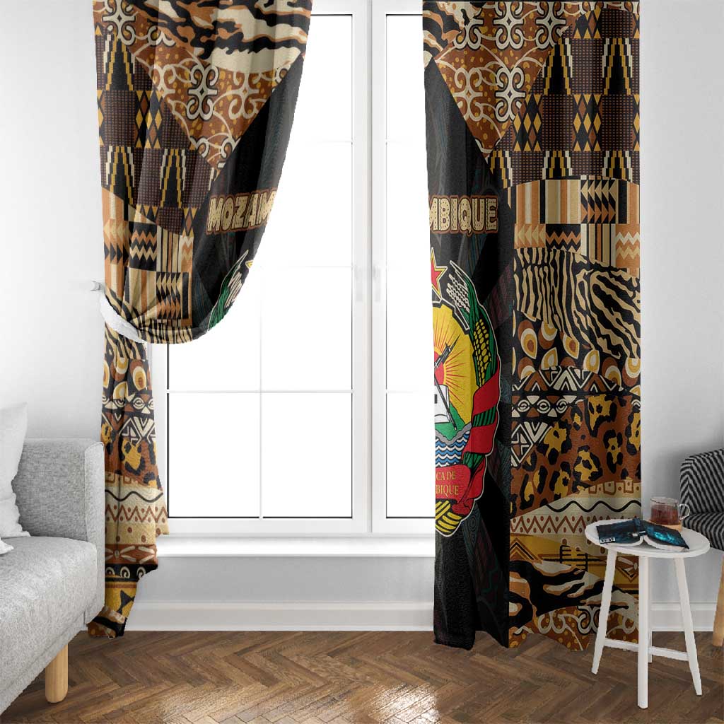 Mozambique Window Curtain Black Brown Tribal Design - African Pride