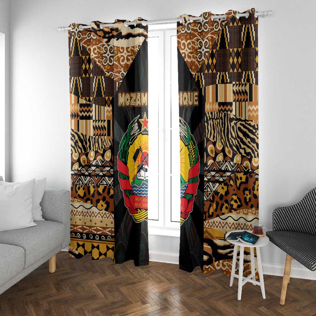 Mozambique Window Curtain Black Brown Tribal Design - African Pride