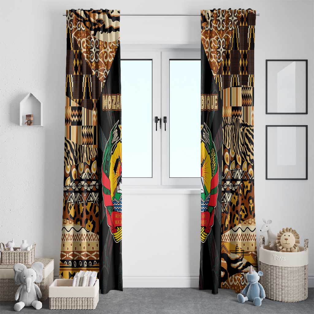 Mozambique Window Curtain Black Brown Tribal Design - African Pride