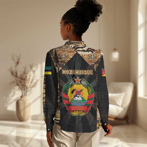 Mozambique Women Casual Shirt Black Brown Tribal Design - African Pride