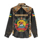 Mozambique Women Casual Shirt Black Brown Tribal Design - African Pride
