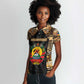 Mozambique Women Polo Shirt Black Brown Tribal Design - African Pride