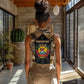 Mozambique Women Sleeveless Polo Shirt Black Brown Tribal Design - African Pride