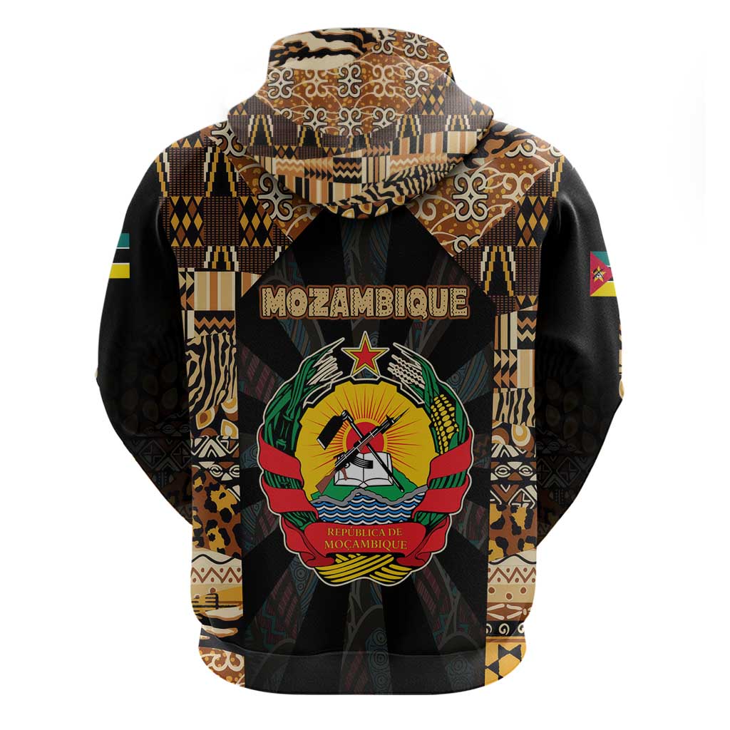 Mozambique Zip Hoodie Black Brown Tribal Design - African Pride