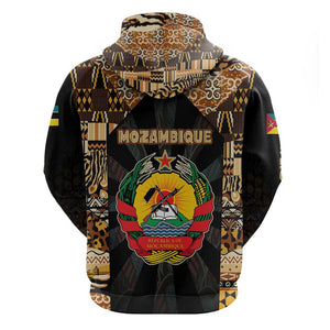 Mozambique Zip Hoodie Black Brown Tribal Design - African Pride