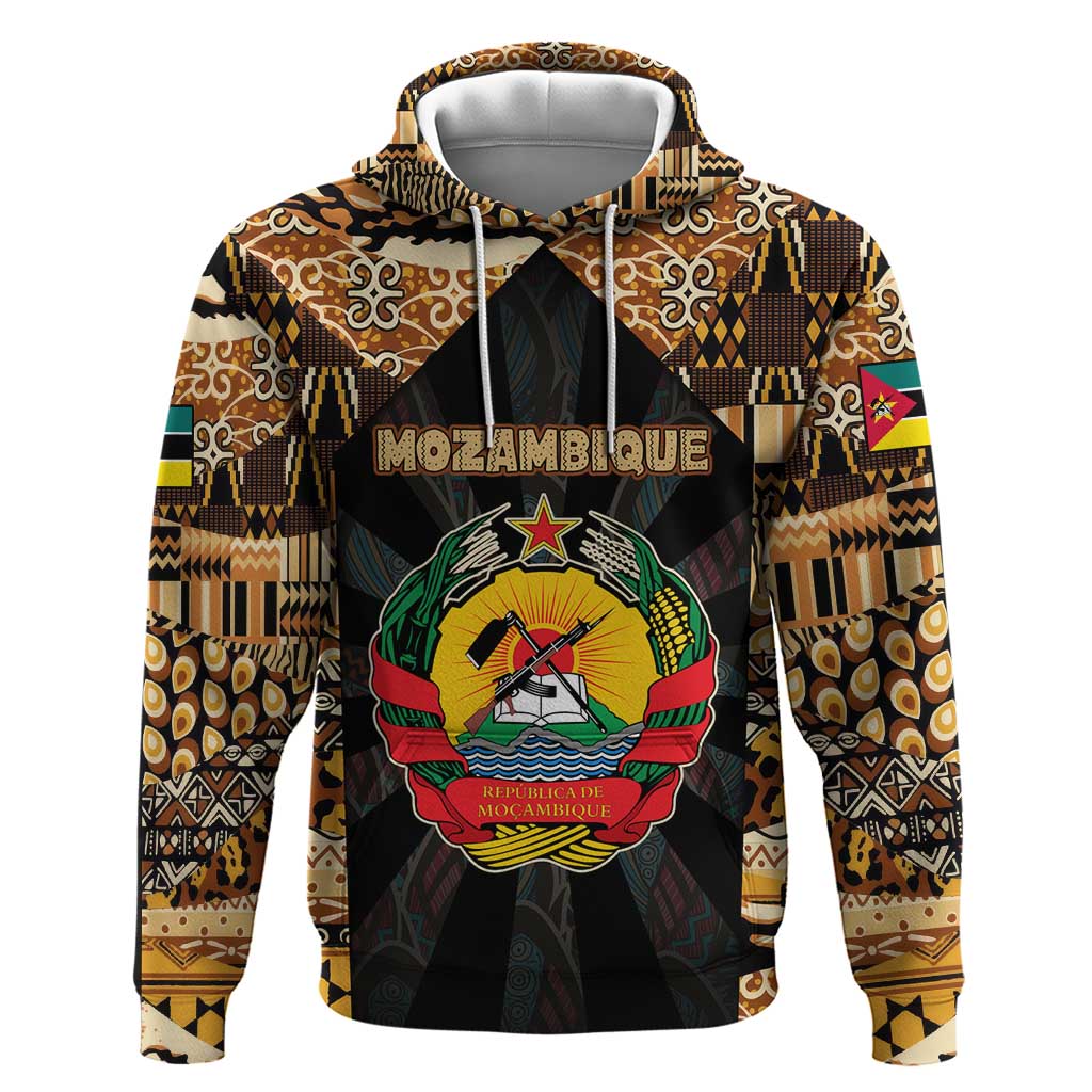 Mozambique Zip Hoodie Black Brown Tribal Design - African Pride