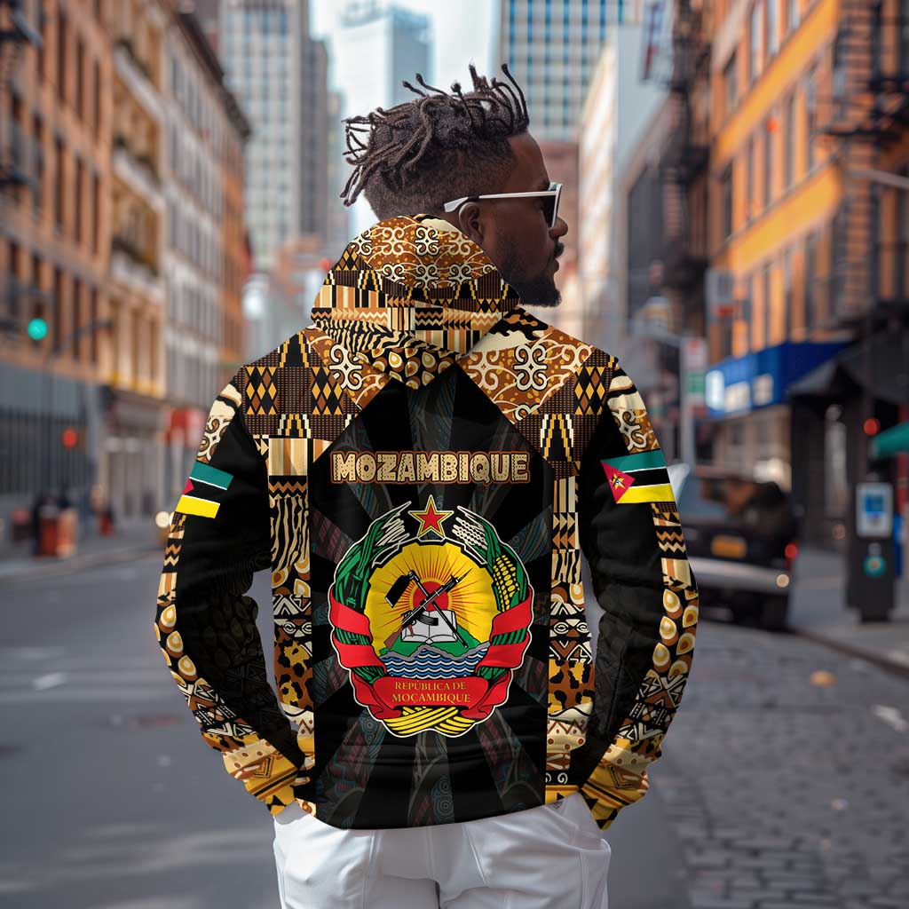Mozambique Zip Hoodie Black Brown Tribal Design - African Pride