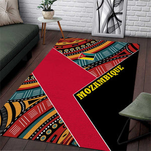 Mozambique Area Rug Red Black Geometric Design and Tribal Pattern - African Pride