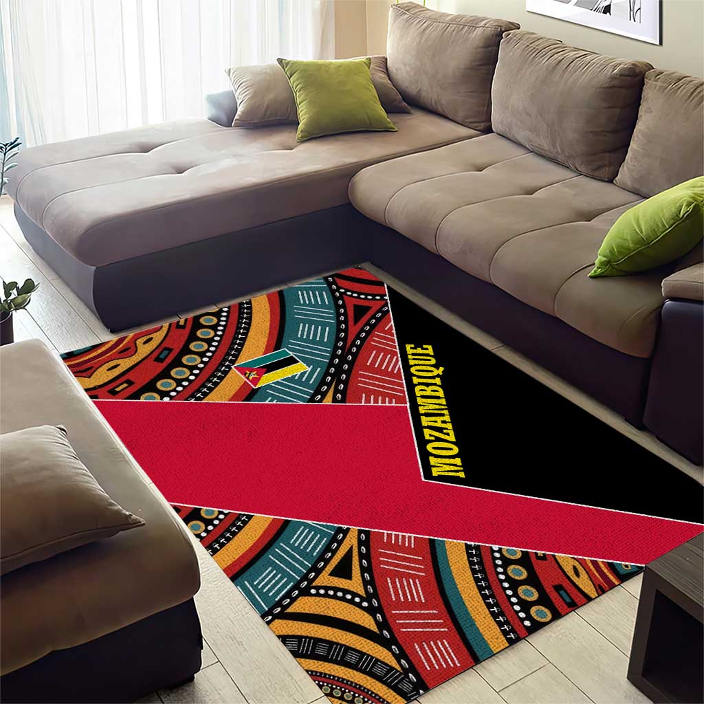 Mozambique Area Rug Red Black Geometric Design and Tribal Pattern - African Pride