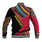 Mozambique Baseball Jacket Red Black Geometric Design and Tribal Pattern - African Pride