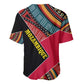 Mozambique Baseball Jersey Red Black Geometric Design and Tribal Pattern - African Pride