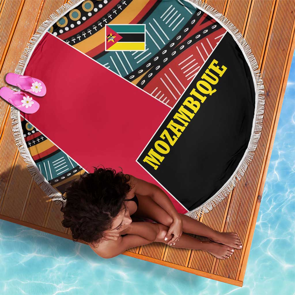 Mozambique Beach Blanket Red Black Geometric Design and Tribal Pattern - African Pride