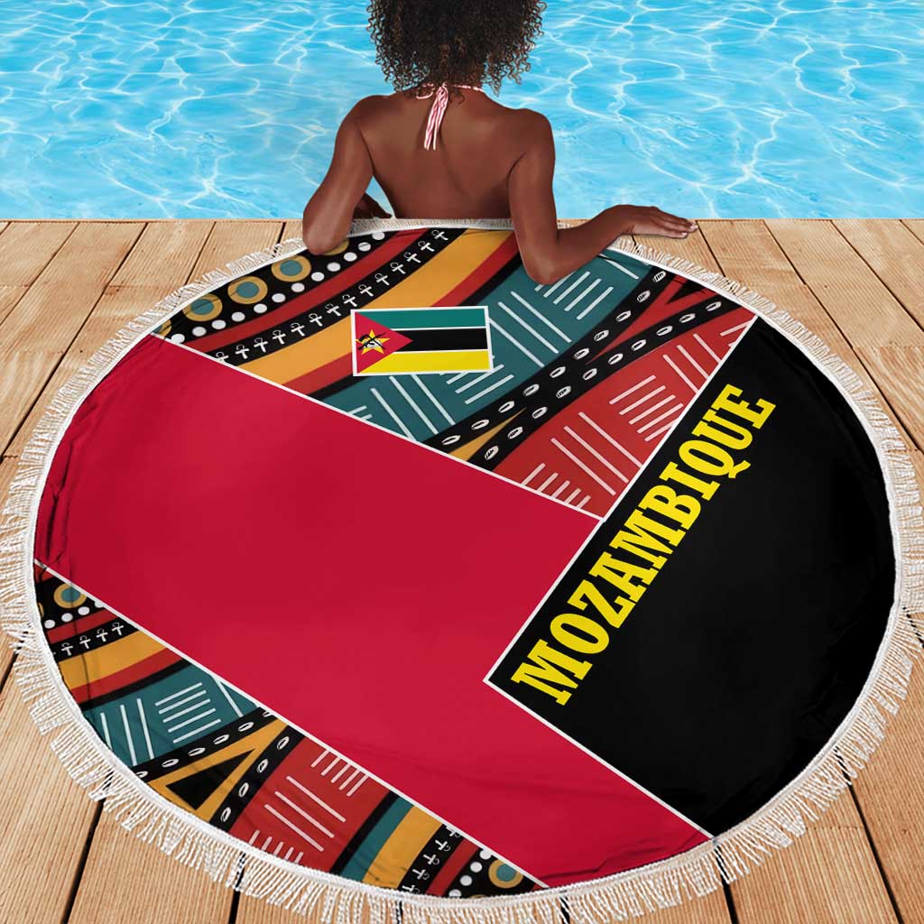 Mozambique Beach Blanket Red Black Geometric Design and Tribal Pattern - African Pride