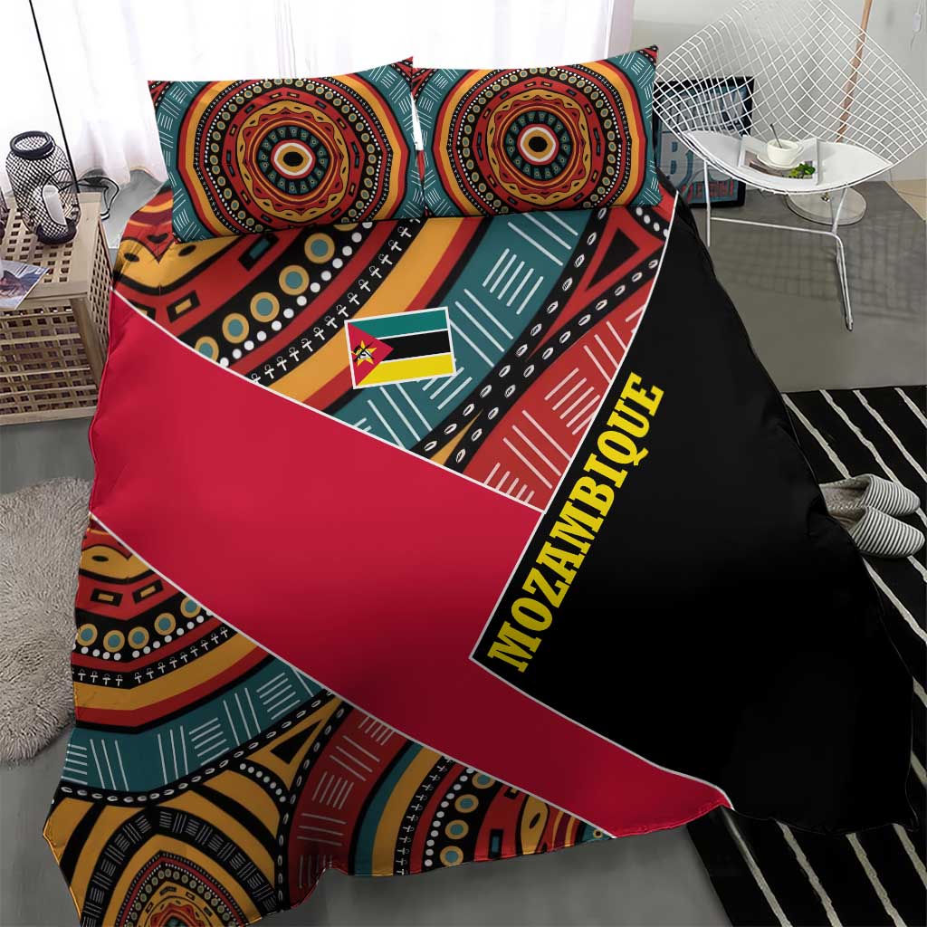 Mozambique Bedding Set Red Black Geometric Design and Tribal Pattern - African Pride