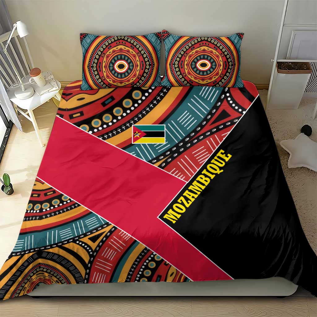 Mozambique Bedding Set Red Black Geometric Design and Tribal Pattern - African Pride