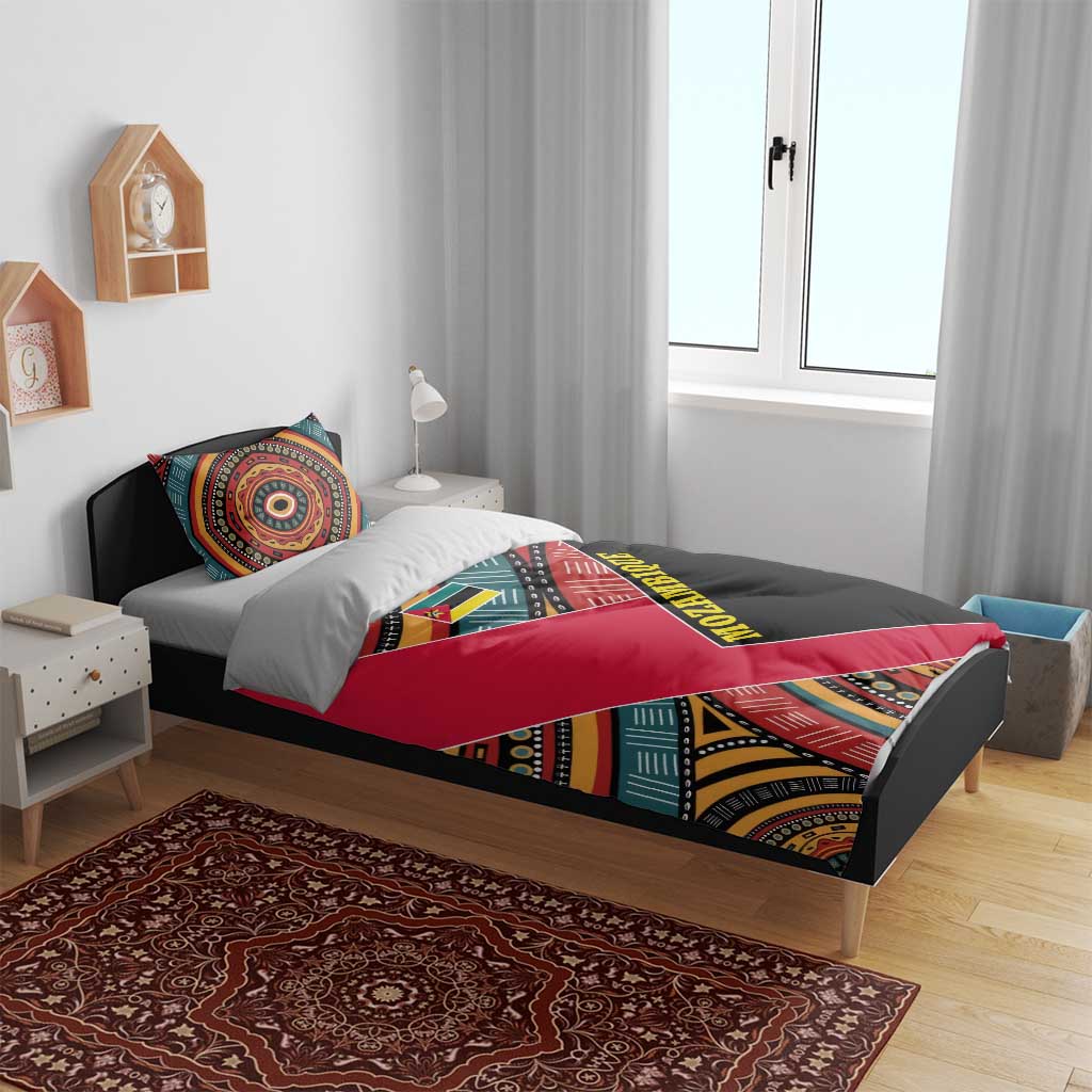 Mozambique Bedding Set Red Black Geometric Design and Tribal Pattern - African Pride