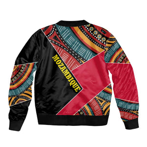 Mozambique Bomber Jacket Red Black Geometric Design and Tribal Pattern - African Pride