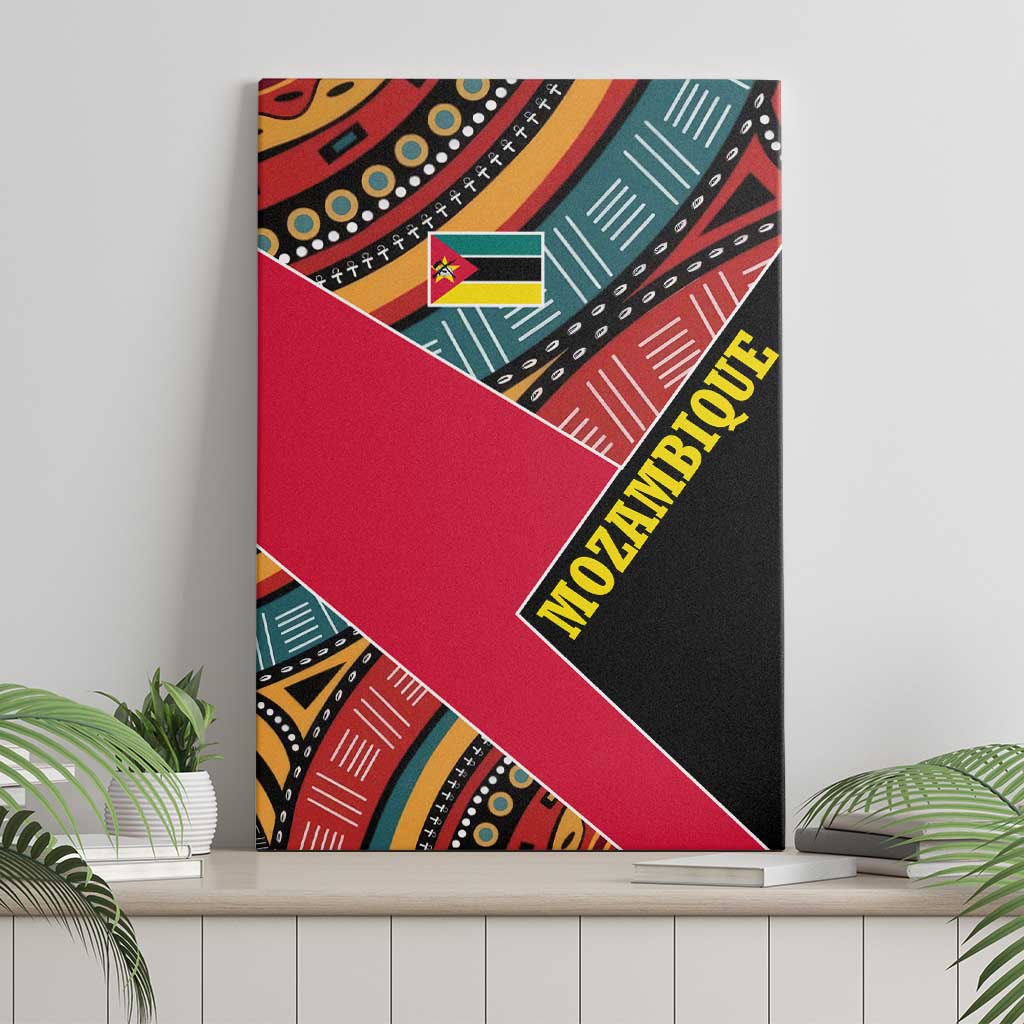 Mozambique Canvas Wall Art Red Black Geometric Design and Tribal Pattern - African Pride