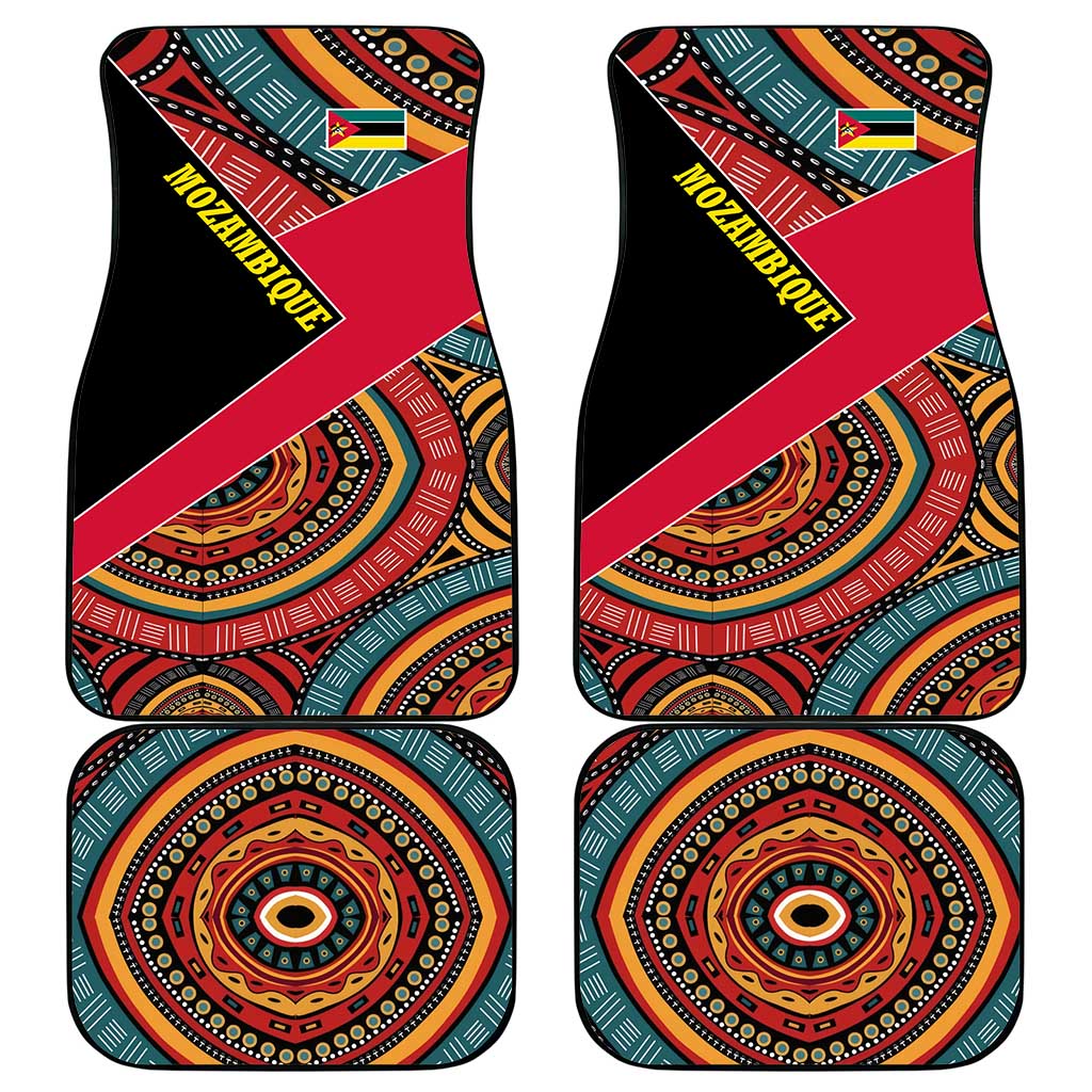 Mozambique Car Mats Red Black Geometric Design and Tribal Pattern - African Pride