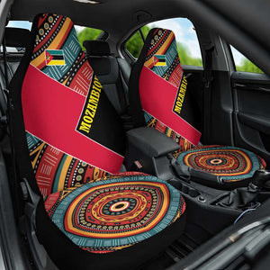 Mozambique Car Seat Cover Red Black Geometric Design and Tribal Pattern - African Pride