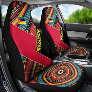 Mozambique Car Seat Cover Red Black Geometric Design and Tribal Pattern - African Pride