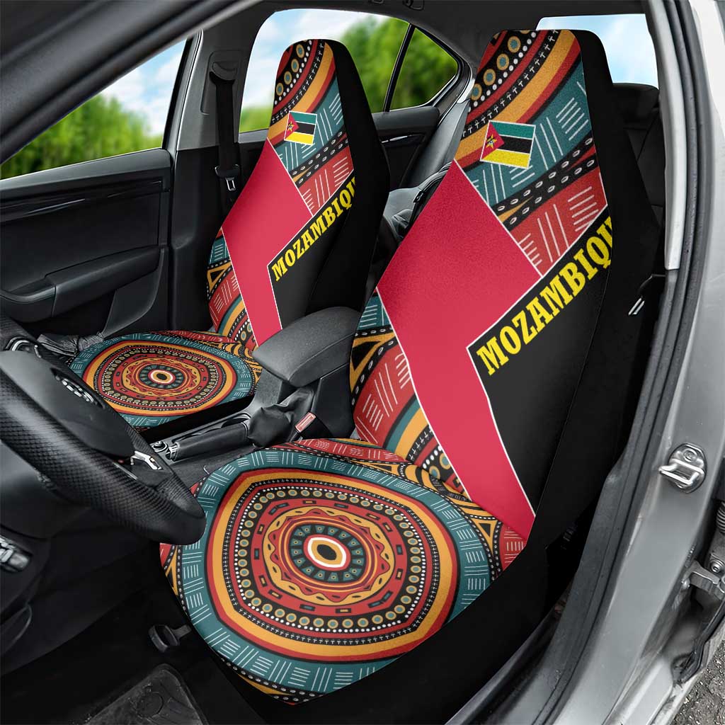 Mozambique Car Seat Cover Red Black Geometric Design and Tribal Pattern - African Pride