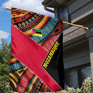 Mozambique Garden Flag Red Black Geometric Design and Tribal Pattern - African Pride