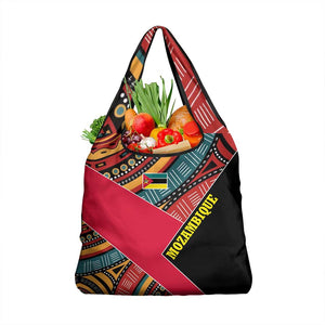 Mozambique Grocery Bag Red Black Geometric Design and Tribal Pattern - African Pride