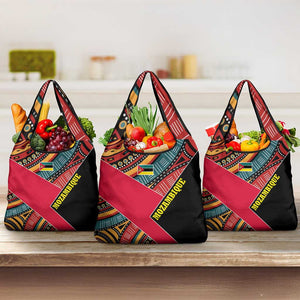 Mozambique Grocery Bag Red Black Geometric Design and Tribal Pattern - African Pride