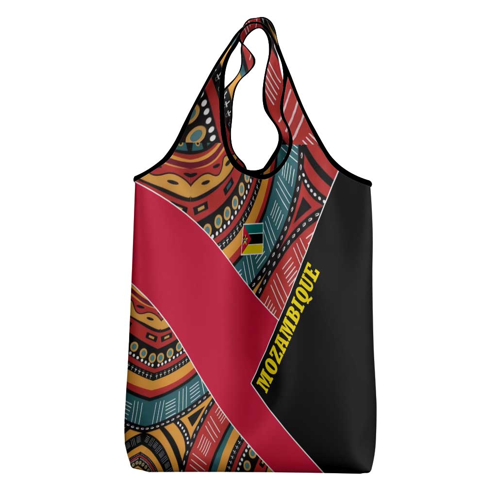Mozambique Grocery Bag Red Black Geometric Design and Tribal Pattern - African Pride