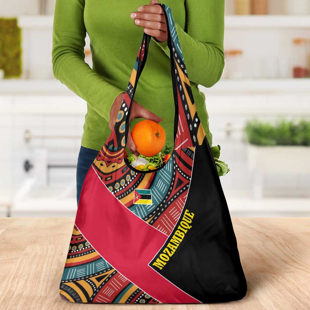Mozambique Grocery Bag Red Black Geometric Design and Tribal Pattern - African Pride