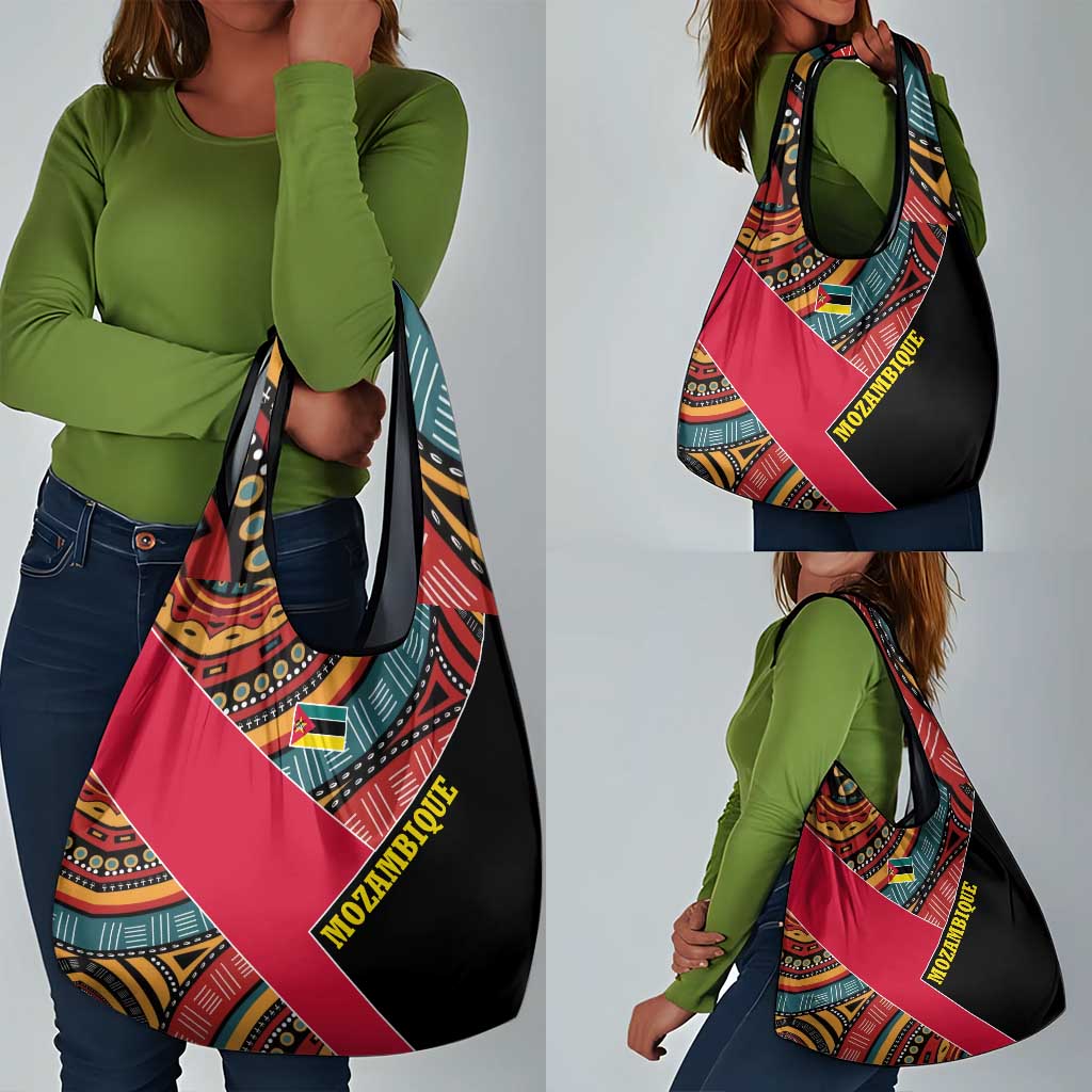 Mozambique Grocery Bag Red Black Geometric Design and Tribal Pattern - African Pride