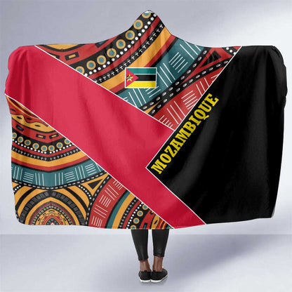 Mozambique Hooded Blanket Red Black Geometric Design and Tribal Pattern - African Pride
