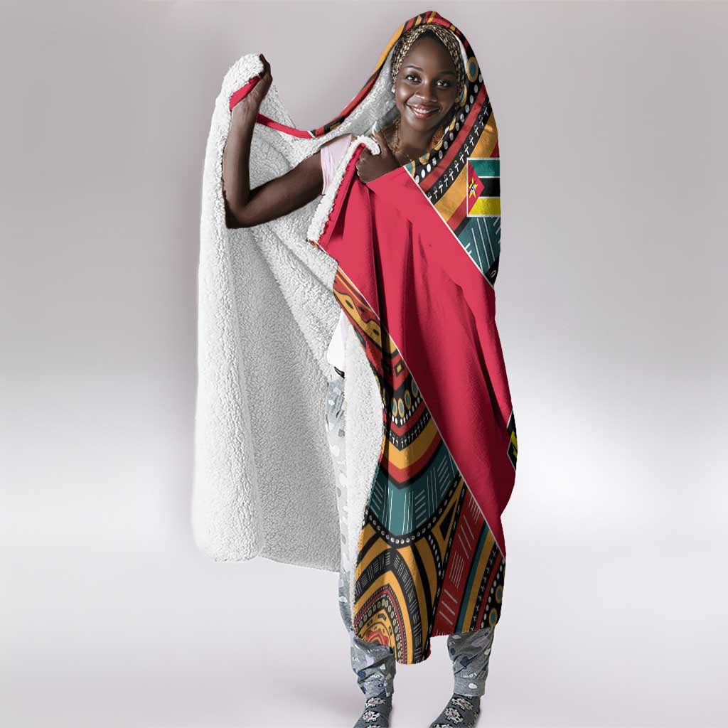 Mozambique Hooded Blanket Red Black Geometric Design and Tribal Pattern - African Pride