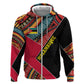 Mozambique Hoodie Red Black Geometric Design and Tribal Pattern - African Pride