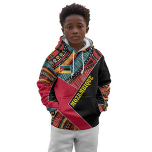 Mozambique Kid Hoodie Red Black Geometric Design and Tribal Pattern - African Pride