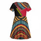 Mozambique Kid Short Sleeve Dress Red Black Geometric Design and Tribal Pattern - African Pride