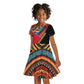 Mozambique Kid Short Sleeve Dress Red Black Geometric Design and Tribal Pattern - African Pride
