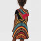 Mozambique Kid Short Sleeve Dress Red Black Geometric Design and Tribal Pattern - African Pride