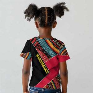 Mozambique Kid T shirt Red Black Geometric Design and Tribal Pattern - African Pride
