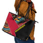 Mozambique Leather Tote Bag Red Black Geometric Design and Tribal Pattern - African Pride