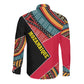 Mozambique Long Sleeve Button Shirt Red Black Geometric Design and Tribal Pattern - African Pride