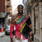 Mozambique Long Sleeve Button Shirt Red Black Geometric Design and Tribal Pattern - African Pride