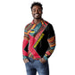 Mozambique Long Sleeve Polo Shirt Red Black Geometric Design and Tribal Pattern - African Pride