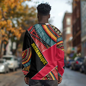 Mozambique Long Sleeve Shirt Red Black Geometric Design and Tribal Pattern - African Pride