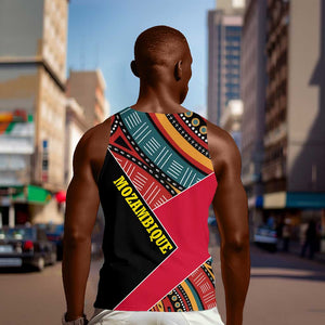 Mozambique Men Tank Top Red Black Geometric Design and Tribal Pattern - African Pride