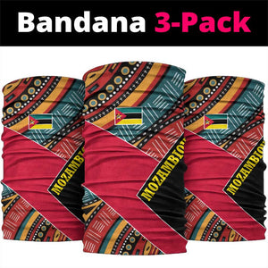 Mozambique Neck Gaiter Red Black Geometric Design and Tribal Pattern - African Pride
