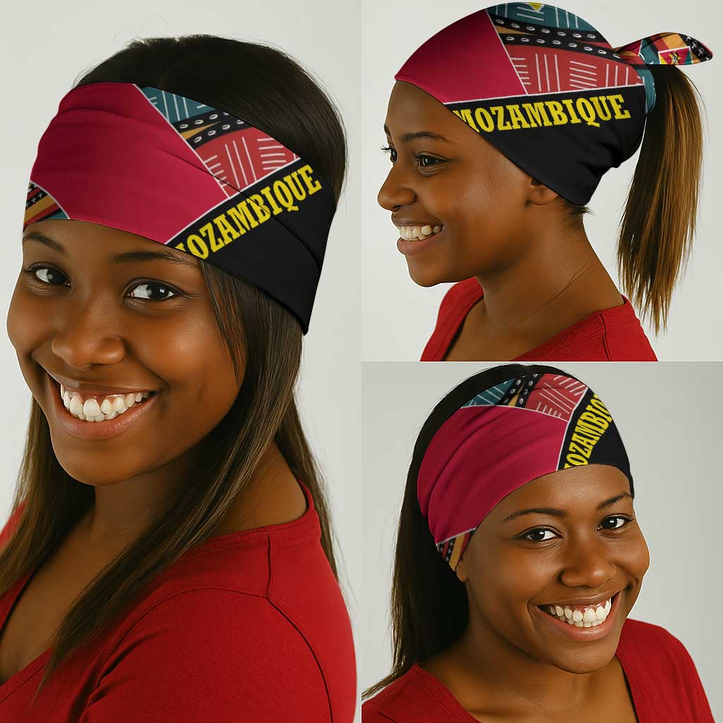 Mozambique Neck Gaiter Red Black Geometric Design and Tribal Pattern - African Pride