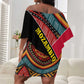 Mozambique Off Shoulder Short Dress Red Black Geometric Design and Tribal Pattern - African Pride